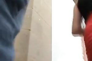 Hot random non-professional milf in sizzling sexy red costume outside