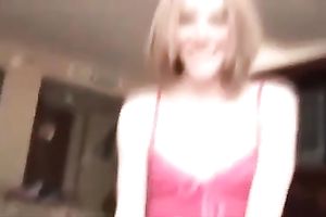 Playful blond college hotwife gives me tugjob on home episode