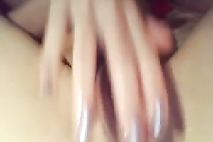 Fingering my shaved slit and stretching it out on livecam