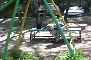 Cute Russian girl in high heels piddles in her panties