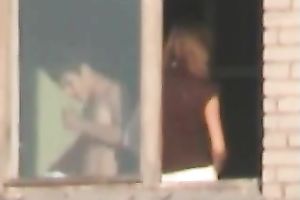 Horny BF screwed me ruthlessly up against the window