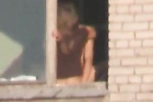 Horny BF screwed me ruthlessly up against the window