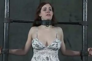 Redhead slut wearing cute costume is brutally bounded by her corporalist and mmistress