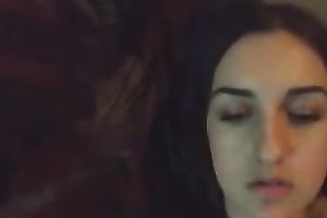 My Russian GF masturbates her snatch with a sextoy indoors
