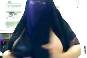 A good freak erotic show on cam by breasty arab slutwife