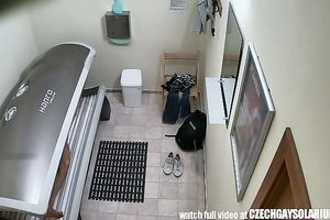 Horny and tall brunette bastard jacks off his prick