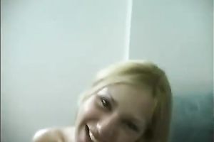 Sexy golden-haired legal age teenager from Norway is shy but can't live without ball cream