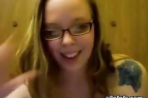 Chubby blondie loved to play with her soaked and taut cookie