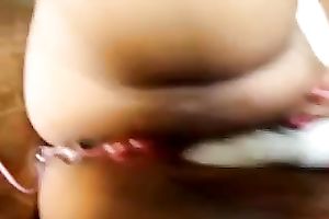 Close up solo with my shaggy slutty wife playing with a marital-device and benwa balls