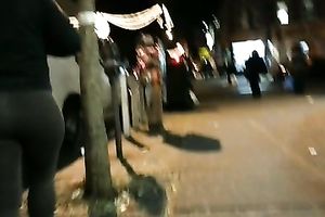 Candid wet butt in constricted panties filmed on the street