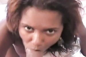 Black cutie acquires a large facial ejaculation after sex in the sideways pose