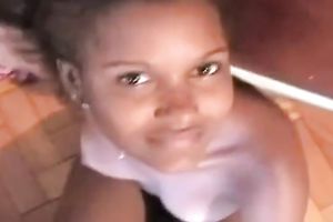 Black cutie acquires a large facial ejaculation after sex in the sideways pose