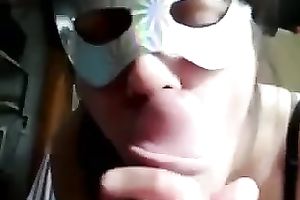 Latina hawt schlong hungry babe in mask sucks a big cock