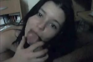 I love the look of joy on her face when this babe takes my pecker in her face hole