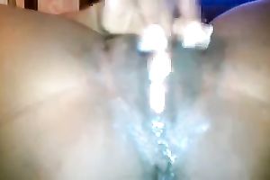 Ebony girlfriend with voluptuous butt masturbates