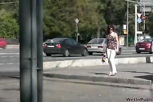 Tanya pees her panties and takes her soaked raiment off