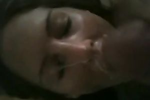 Shy and hot dilettante teen girlfriend getting facialized