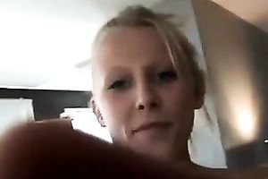 Lonely blond sweetheart acquires lustful and masturbates on the daybed