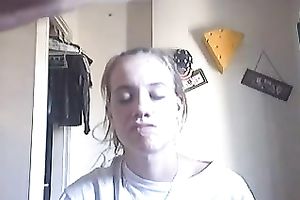 Nice non-professional fleshly oral job on livecam for my golden-haired girlfriend