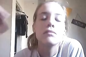 Nice non-professional fleshly oral job on livecam for my golden-haired girlfriend