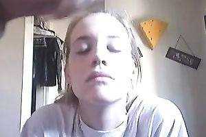 Nice non-professional fleshly oral job on livecam for my golden-haired girlfriend