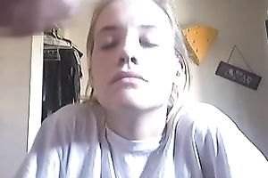 Nice non-professional fleshly oral job on livecam for my golden-haired girlfriend