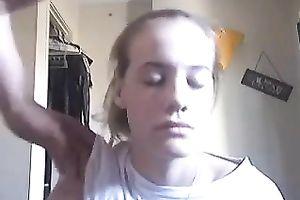 Nice non-professional fleshly oral job on livecam for my golden-haired girlfriend