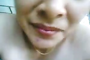 Busty brunette hair sweetheart with large natural melons and shaggy twat acquires fat ejaculation on her abdomen