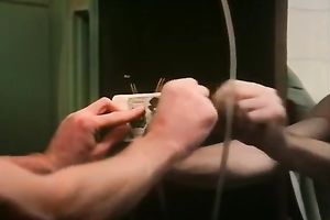 Redhead beauty in underware rides hard pecker with her bushy cum-hole