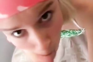 Amateur whore sucks her BF's weenie and lets him play with her love tunnel