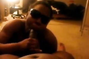 Mature stacked dark black cock slut shows the skills in ramrod engulfing