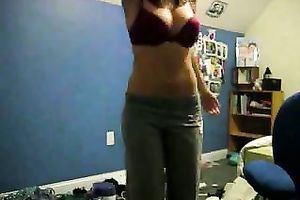 Hot student receives nude in her room on web cam flashing her vagina