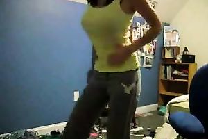 Hot student receives nude in her room on web cam flashing her vagina