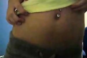 Hot student receives nude in her room on web cam flashing her vagina