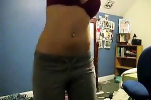 Hot student receives nude in her room on web cam flashing her vagina