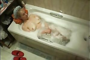 European milf wife in the baths tub alone enjoying aromatic washroom