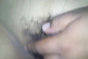 Playing with brown teats and hairy muff of my white women