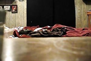 Hidden livecam clip with a corpulent brunette hair mamma flashing her body