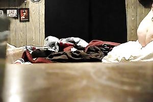 Hidden livecam clip with a corpulent brunette hair mamma flashing her body