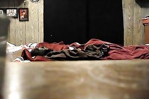 Hidden livecam clip with a corpulent brunette hair mamma flashing her body