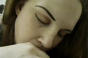 Milk skinned female-dominator sucks biggest dark penis and takes facial