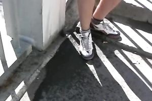 Blonde Russian hottie with a sexually excited face makes water in her pants