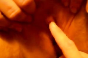 She plays with my bald jock and diddles her love tunnel