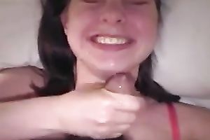 My pretty brunette hair hotwife feels pleased to engulf my tasty cockq