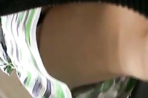 The admirable upskirt voyeur clip of a bulky BBC slut outdoors