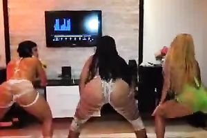 Spicy sexy Hispanic nymphos shaking their large booties