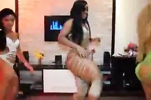 Spicy sexy Hispanic nymphos shaking their large booties