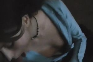 POV style homemade sex clip where a cute amateur wife blows dick