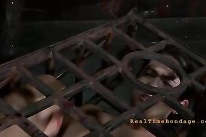 Horny bounded sweetheart with great body is overspread with wax