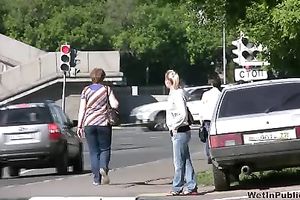 Public pissing outdoor solo clip with dissolute wench Irina